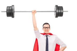 Superhero holding a heavy weight